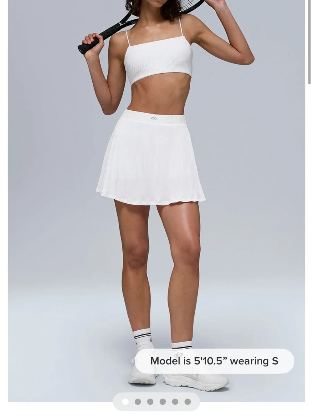 ALO Yoga White Pleated Tennis Mini Skirt